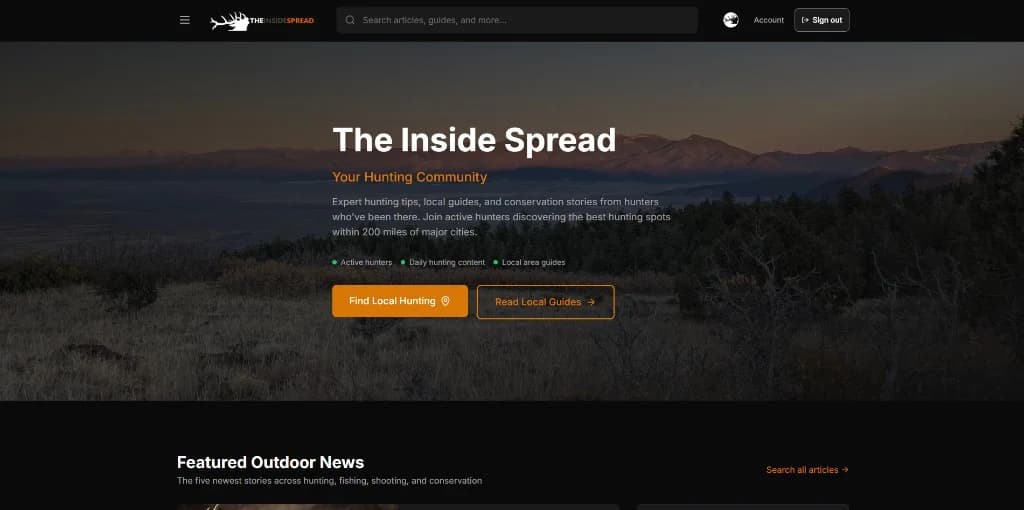 The Inside Spread homepage